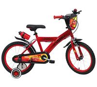 Vélo 16'' garçon Cars/Disney équipé de 2 Freins, Plaque Avant décorative, bidon arrière et stabilisateurs.
