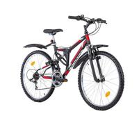 Vélo 26'' - VTT 26'' - Modèle Tout Suspendu - 18 Vitesses avec transmission Shimano & Freins V-Brake (Garde Boues & Pompe offert)