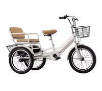 Vélo à 3 roues,tricycle pousse-pousse avec pédales,tricycle tandem avec siège arrière,siège avec ceinture et accoudoir,freins sur roues avant et arrière,vélo de croisière d'extérieur,roues à rayons