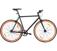 Vélo à Pignon Fixe Itca, Sigle Speed Fixie Bicycle-Light, Vélo Facy, Cadre en Acier à Haute Résistance, Vélo Semi-Rigide pour Adultes, 700c, Black and Orange, 59 cm