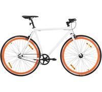 Vélo à Pignon Fixe Itca, Sigle Speed Fixie Bicycle-Light, Vélo Facy, Cadre en Acier à Haute Résistance, Vélo Semi-Rigide pour Adultes, 700c, White and Orange, 51 cm