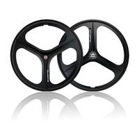 Vélo À Pignon Fixe Roues Avant Et Arrière 3 Rayons 700C Vélo De Piste Alliage De Magnésium Jeu De Roues Frein V-Brake Axe Plein Moyeux 100/120mm pour Vitesse Unique(Front+Rear)