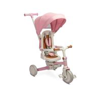 Vélo à trois roues faro 3 en 1 rose pour enfants avec mode poussette et marche