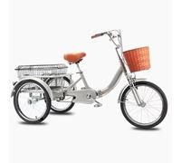 Vélo à Trois Roues Panier de Suspension Avant Tricycle Adulte Pliant, Guidon siège réglable 18 Pouces Multicolore(Silver)