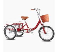 Vélo à Trois Roues Panier de Suspension Avant Tricycle Adulte Pliant, Guidon siège réglable 18 Pouces Multicolore(Red)