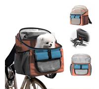 vélo Animaux Panier Avant, Paniers Vélo pour Chiens, Panier Velo pour Chat, Panier pour Velo Electrique Avant pour Chat Chien 4 en 1, Vélos Animaux de Compagnie promenades Panier (Orange)