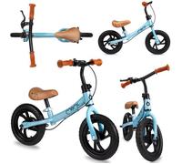 Vélo Bébé Draisienne Momi Breki - Réglage De La Hauteur, Frein, Sans Pédales - 12" Roues - Style Sportif - Bleu