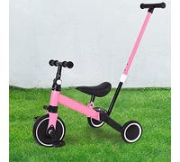 Vélo Bébé sans Pédales Draisienne Enfants 12-36 Mois, Cadeau de Premier Anniversaire pour Bébé, Jeux Intérieur et Exterieur Enfant 1-3 Ans, Vélo d'Équilibre pour Garçons et Filles-3 -in-1 (Rose)
