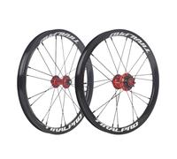 Vélo BMX Pliable avec Roues Avant Et Arrière De 14/16 Pouces, Freins V-Brake, Pignon 412/305, Moyeux À Roulements 9 Dents, Mono-Vitesse (Noir-Rouge en Pouces)(14inch)