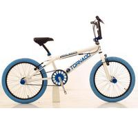 Vélo BMX Royal-Bugatti Tornado Freestyle 20 pouces - Blanc avec pneus bleus