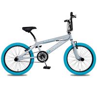 Vélo BMX Royal-Bugatti Tornado Freestyle 20 pouces - Bleu clair/gris avec pneus bleus
