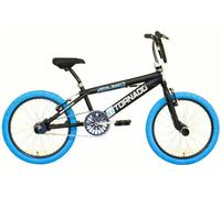 Vélo BMX Royal-Bugatti Tornado Freestyle 20 pouces - Noir mat avec pneus bleus