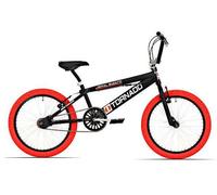 Vélo BMX Royal-Bugatti Tornado Freestyle 20 pouces - noir mat avec pneus rouges