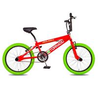 Vélo BMX Royal-Bugatti Tornado Freestyle 20 pouces - Rouge avec pneus verts