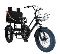 Vélo Cargo à Trois Roues Trike, Tricycle à Gros pneus de 20 Pouces, 7 Vitesses, avec siège Passager, Cadre en Acier au Carbone, 170-185 CM