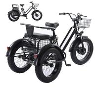 Vélo cargo électrique à pneus larges de 20 pouces, tricycle électrique pour adultes - Charge maximale de 200 kg, batterie amovible 48 V/12 Ah - Autonomie de 35 km, idéal pour les trajets domicile-tr