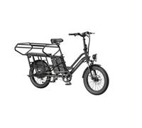 Vélo cargo électrique longtail FF20 CUV Noir satiné Pliant 20 x 3 pouces 250 W Batterie amovible 48 V 24 Ah