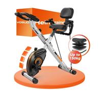 YOSHINO Nouveau vélo d'appartement pliable 5 en 1, vélo d'appartement avec application, bandes de résistance, vélo d'appartement pour seniors avec siège ergonomique, résistance magnétique silencieuse