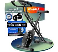 Vélo d’appartement pliable Set NEUF 2025 - silencieux & confortable [Selle confort FlexiFoam] - charge maximale 150 kg - velo d appartement certifié TÜV GS - vélo appartement pliant pour la maison