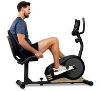 Hop-Sport Vélo d'appartement Magnétique Semi-Allongé HS-040L ROOT - Vélo d'Exercice Couché, Roue d'inertie 9,5kg; Ordi, Siège réglable, Captures de pouls (Noir/Doré) Doré