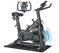 velo d appartement, SLUNSE Vélo d'Appartement avec APPs et Écran LCD, Vélo d' Stationnaire pour la Maison avec Résistance Magnétique Réglable, de Fitness avec Rembourrage Confortable, Roulement 180KG