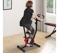 IDMarket – Vélo d'appartement – Résistance réglable, selle ajustable, écran LCD – Noir
