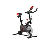 Vélo d'appartement avec écran LCD multifonctions vélo biking cardio training selle et guidon réglables volant inertie 6 Kg acier noir rouge