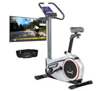 Skandika Vélo d'appartement Morpheus, 32 Niveaux de Résistance, 24 Programmes, Frein Magnétique, Velo d appartement, Écran LCD, Bluetooth, Kinomap, Masse d'inertie 12KG, Support Tablette, Max 150KG