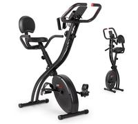 FITFIU Fitness BEST-320 - Vélo d’Appartement Pliable avec Dossier, Élastiques Intégrés, 8 Niveaux de Résistance, Écran LCD, Pulsomètre, Support Smartphone/Tablette