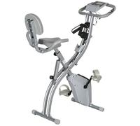 HOMCOM Vélo d'appartement pliable, vélo d'exercice, home traîner pour adultes, 8 niveaux de résistance magnétique, capteurs pouls main, écran LCD multifonction, selle réglable, acier, gris argenté