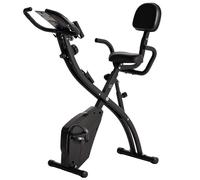 HomCom Vélo d'appartement pliable 4-en-1 – ergomètre magnétique silencieux, LCD, roulettes – Noir