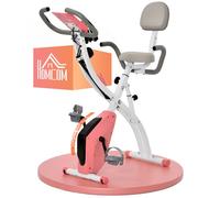 HomCom Vélo d'appartement pliable 4-en-1 – Ergomètre magnétique silencieux, 8 niveaux, LCD, Rose