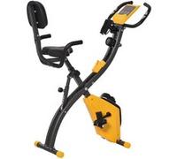 HOMCOM Vélo d'appartement pliant 8 niveaux de résistance magnétique dossier selle réglable poignées ergonomiques écran LCD multifonction suspensions support tablette acier jaune gris jaune
