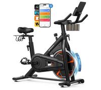 Vélo d'appartement Magnétique MERACH, 8 niveaux, guidon/selle ajustables, APP Exclusive/Bluetooth, support haltères, Porte-bouteille