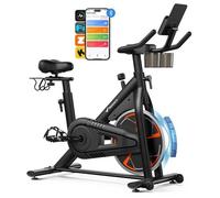 Vélo d'appartement magnetique MERACH, 8 niveaux, guidon/selle ajustables, bluetooth, support haltères, double porte bouteille