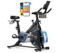 Vélo D'appartement Magnétique Merach, Volant D'inertie 8 Kg, Résistance Fluide 8 Niveaux, App Connecté, Écran Lcd, Charge 150 Kg, Silencieux Noir