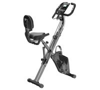 Vélo d'appartement magnétique pliable 4 en 1 - avec écran LCD et capteur de fréquence cardiaque - avec bandes de résistance