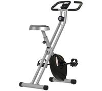 Vélo d'appartement magnétique pliable SPORTNOW avec 8 niveaux de résistance, écran LCD et fréquence cardiaque, roues, selle réglable et support intégré, acier, gris et noir
