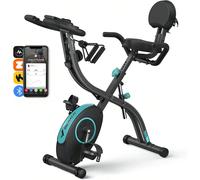 Vélo d'appartement pliable 4 en 1, vélo d'appartement avec écran LCD et mesure du pouls manuel, vélo d'appartement ergomètre magnétique avec coussin d'assise confortable, vélos de fitness pour la mais