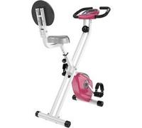 Vélo d'appartement pliable 8 niveaux de résistance magnétique selle réglable dossier écran LCD multifonction capteur fréquence cardiaque rose Rose G