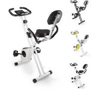 Vélo d'appartement Pliable BIGZZIA, Vélo Dossier, 8 niveaux de résistance réglable, Charge max 110 Kg, Blanc Blanc