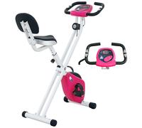 Vélo D'appartement Pliable - Collaboration Aosom.Fr X Ffhandball - 8 Niv. Résistance Magnétique Réglable - Rose