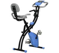 Vélo d'appartement pliable HOMCOM, 8 niveaux de résistance magnétique, capteurs de fréquence cardiaque intégrés - bleu
