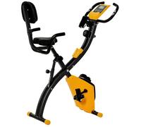 Vélo d'appartement pliable - HOMCOM - home traîner pour adultes, 8 niveaux de résistance magnétique - écran LCD - acier - jaune