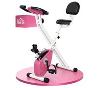 HOMCOM Vélo d'appartement pliable vélo de fitness vélo d'intérieur 8 niveaux de résistance magnétique avec dossier selle réglable écran LCD multifonction capteur fréquence cardiaque rose