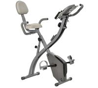 HOMCOM Vélo d'appartement pliable, vélo d'exercice, home traîner pour adultes, 8 niveaux de résistance magnétique, capteurs pouls main, écran LCD multifonction, selle réglable, acier, gris, argenté