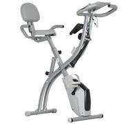 Vélo D'appartement Pliant 8 Niveaux De Résistance Magnétique Dossier Selle Réglable Poignées Ergonomiques Écran Lcd Multifonction Suspensions Support Tablette Acier Gris