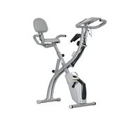 HOMCOM Vélo d'appartement pliable, vélo d'exercice, home traîner pour adultes, 8 niveaux de résistance magnétique, capteurs pouls main, écran LCD multifonction, selle réglable, acier, gris argenté