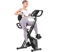 Vélo d'appartement pliant Roue d'inertie de 2 5 kg avec 8 niveaux de résistance réglable avec dossier et cordon de serrage Noir