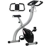 SPORTNOW Vélo d'appartement pliant, vélo de fitness, vélo d'intérieur 8 niveaux de résistance magnétique, selle réglable, poignées, écran LCD multifonction, support tablette, acier gris